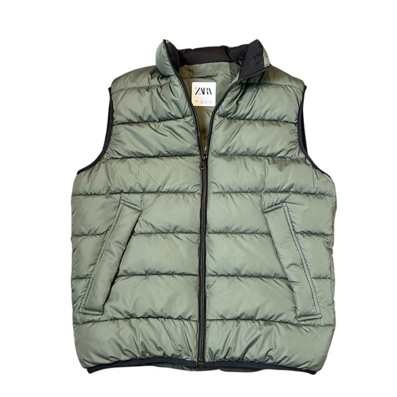 Zara Puffer Vest Mens Size S Olive Green Hiking Walking Camping Outdoor Gorpcore - Picture 1 of 8